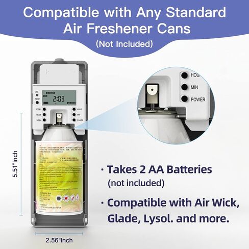 موزع عطور LCD أوتوماتيكي من SVAVO - موزع على الحائط/موزع معطر هواء تلقائي ABS قابل للبرمجة للحمام، الفندق، المكتب، المكان التجاري، أبيض in Kuwait