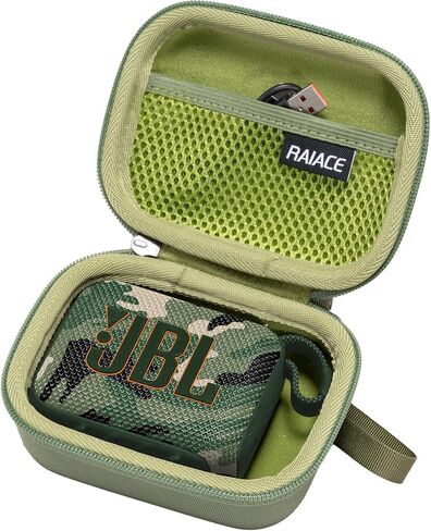 حقيبة تخزين صلبة للسفر من RAIACE متوافقة مع مكبر صوت JBL Go 4/ JBL Go 3/ JBL Go 3 Eco Ultra، حقيبة حمل واقية مع جيب شبكي للملحقات. (الحالة فقط) - أخضر in Kuwait