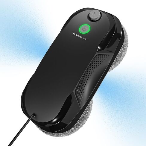 Tosima W5 Window Cleaning Robot, Dual Direction Auto-Spray Smart Window Cleaner with Triple Safety System, Smart Navigation, Remote Control, for All Smooth Surfaces, with 8 Rags, Black Robotic Vacuums in Kuwait