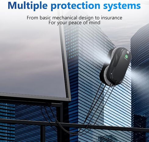 Tosima W5 Window Cleaning Robot, Dual Direction Auto-Spray Smart Window Cleaner with Triple Safety System, Smart Navigation, Remote Control, for All Smooth Surfaces, with 8 Rags, Black Robotic Vacuums in Kuwait
