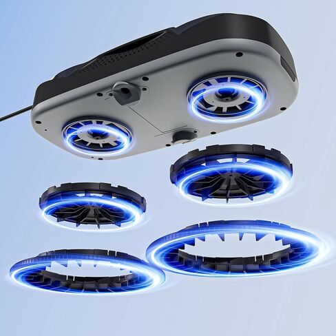 Tosima W5 Window Cleaning Robot, Dual Direction Auto-Spray Smart Window Cleaner with Triple Safety System, Smart Navigation, Remote Control, for All Smooth Surfaces, with 8 Rags, Black Robotic Vacuums in Kuwait