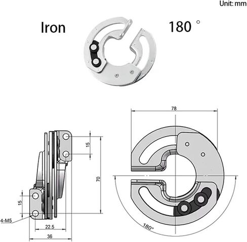 Iron Concealed Fan-Shaped Sliding Hinge Industrial Equipment with 180 Degree Limit Rotating Door 1Pcs in Kuwait