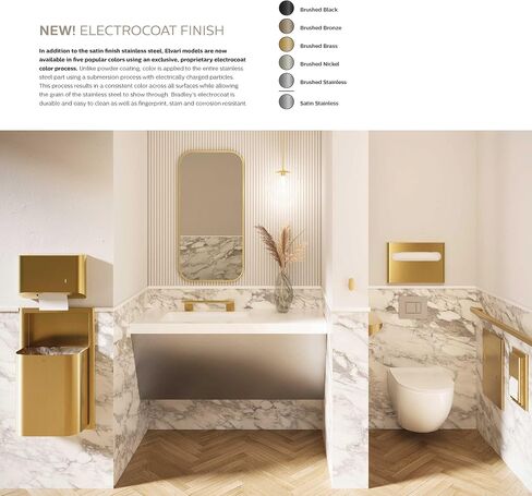 Bradley Elvari Medium Capacity Toilet Seat Cover Dispenser for Commercial Restroom, Surface-Mounted, 250 Liner Capacity, Magnetic Lock System, ADA Compliant, Stainless Steel, Satin Finish, 5B1-110000 in Kuwait