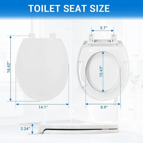 Round Toilet Seat 16.5" - Soft Close, Durable PP Toilet Seat, Easy Installation & Removal, Fits Most Toilet Bowls in Kuwait
