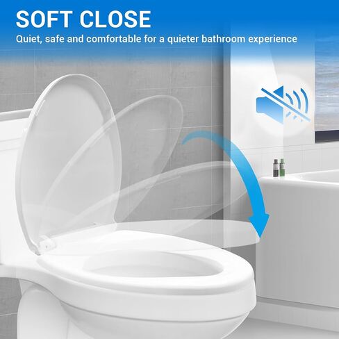 Round Toilet Seat 16.5" - Soft Close, Durable PP Toilet Seat, Easy Installation & Removal, Fits Most Toilet Bowls in Kuwait
