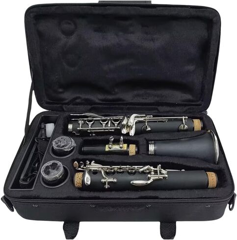 Professional Clarinet Ebonite Wood Nickel Plated Keys with Barrels Reed accessories Nice sound Durable case (Bb key) | Beginner B flat clarinet with warm tone, nickel keys, zippered case, Ideal for school band & home practice in Kuwait