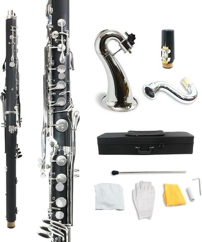 Professional Bass Clarinet Low E Bb flat Synthetic wood Body Nickel Plated Keys with Case Rich Sound Musical Instrument Student Clarinet (Low E) in Saudi Arabia