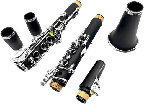 Professional Clarinet Ebonite Wood Nickel Plated Keys with Barrels Reed accessories Nice sound Durable case (Bb key) | Beginner B flat clarinet with warm tone, nickel keys, zippered case, Ideal for school band & home practice in Kuwait