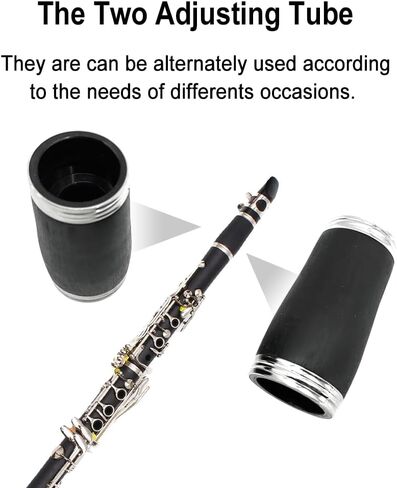 Professional Clarinet Ebonite Wood Nickel Plated Keys with Barrels Reed accessories Nice sound Durable case (Bb key) | Beginner B flat clarinet with warm tone, nickel keys, zippered case, Ideal for school band & home practice in Kuwait