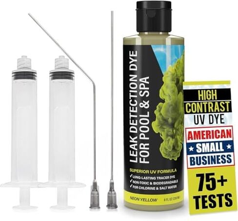 Escentile Pool Leak Detection Dye Bundle – Fluorescent Yellow Precision Dye Kit + Green Water Tracing Dye, 75+ Tests, 68 oz, Non-Staining UV Leak Finder for Pools, Spas, Toilets, Plumbing & Drains in Kuwait