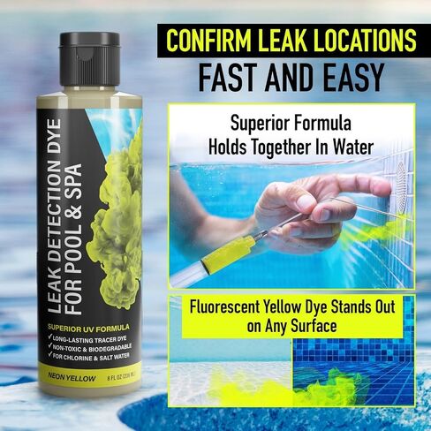 Escentile Pool Leak Detection Dye Bundle – Fluorescent Yellow Precision Dye Kit + Green Water Tracing Dye, 75+ Tests, 68 oz, Non-Staining UV Leak Finder for Pools, Spas, Toilets, Plumbing & Drains in Kuwait