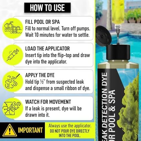 Escentile Pool Leak Detection Dye Bundle – Fluorescent Yellow Precision Dye Kit + Green Water Tracing Dye, 75+ Tests, 68 oz, Non-Staining UV Leak Finder for Pools, Spas, Toilets, Plumbing & Drains in Kuwait