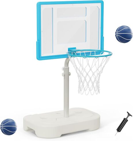 PEXMOR 2.95FT - 3.94FT Adjustable Height Basketball Hoop for Poolside, Shatterproof PC Backboard & Impact Resistant Filling Base, Upgraded Knobs Adjust Height Easily, for Pool Outdoor Teens Adults in Kuwait