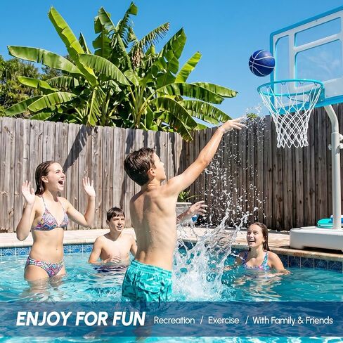 PEXMOR 2.95FT - 3.94FT Adjustable Height Basketball Hoop for Poolside, Shatterproof PC Backboard & Impact Resistant Filling Base, Upgraded Knobs Adjust Height Easily, for Pool Outdoor Teens Adults in Kuwait