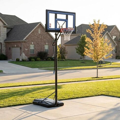 Lifetime NBA Portable Basketball Hoop, 50 Inch Shatterproof Fusion Backboard, Adjustable Height 8-10 Ft, Speed Shift Adjust, Base with Wheels, Slam-It Rim in Kuwait