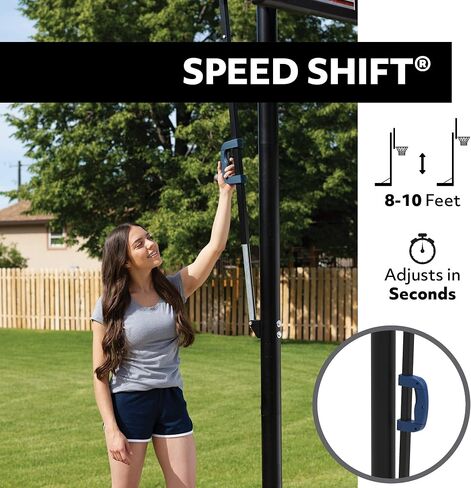 Lifetime NBA Portable Basketball Hoop, 50 Inch Shatterproof Fusion Backboard, Adjustable Height 8-10 Ft, Speed Shift Adjust, Base with Wheels, Slam-It Rim in Kuwait