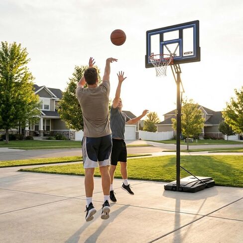 Lifetime NBA Portable Basketball Hoop, 50 Inch Shatterproof Fusion Backboard, Adjustable Height 8-10 Ft, Speed Shift Adjust, Base with Wheels, Slam-It Rim in Kuwait