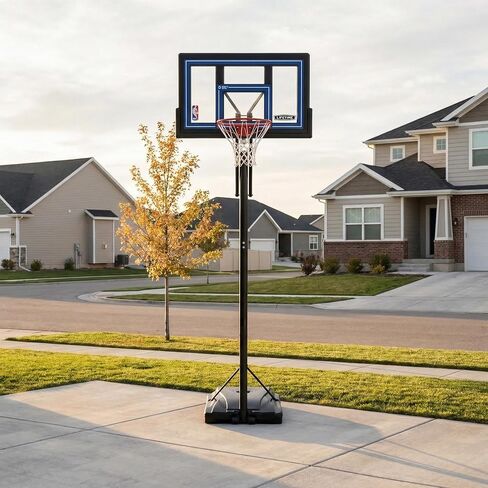 Lifetime NBA Portable Basketball Hoop, 50 Inch Shatterproof Fusion Backboard, Adjustable Height 8-10 Ft, Speed Shift Adjust, Base with Wheels, Slam-It Rim in Kuwait