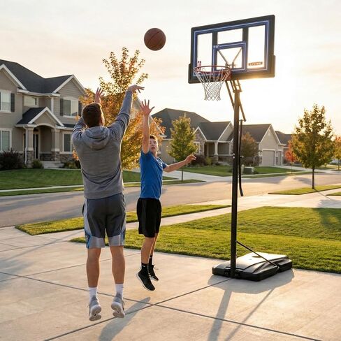 Lifetime NBA Portable Basketball Hoop, 50 Inch Shatterproof Fusion Backboard, Adjustable Height 8-10 Ft, Speed Shift Adjust, Base with Wheels, Slam-It Rim in Kuwait