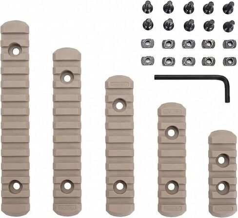 Persei 5 Pcs Polymer Picatinny Rail Set Compatible with Rail System, 5 7 9 11 13 Slots with 10 T-Nuts & Screws, 1 Allen Wrench in Kuwait