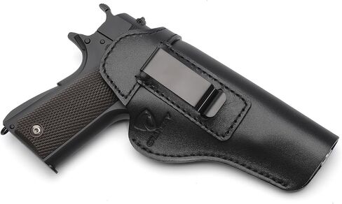 حافظة 1911 - حافظة IWB من الجلد الطبيعي للحمل المخفي - متوافقة مع Kimber 1911/Colt 1911 /S & W 1911/Sig Sauer 1911/ Remington - Ruger & More مسدسات أسطوانية مقاس 5 بوصات in Kuwait