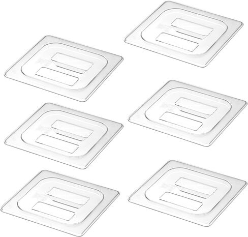 6-Pack Clear Polycarbonate Handled Lids for 1/6 Size NSF Food Pans in Kuwait