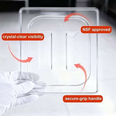 6-Pack Clear Polycarbonate Handled Lids for 1/6 Size NSF Food Pans in Kuwait