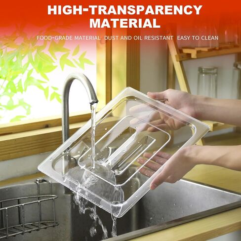 6-Pack Clear Polycarbonate Handled Lids for 1/6 Size NSF Food Pans in Kuwait