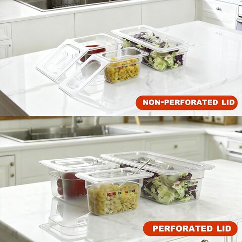 6-Pack Clear Polycarbonate Handled Lids for 1/6 Size NSF Food Pans in Kuwait