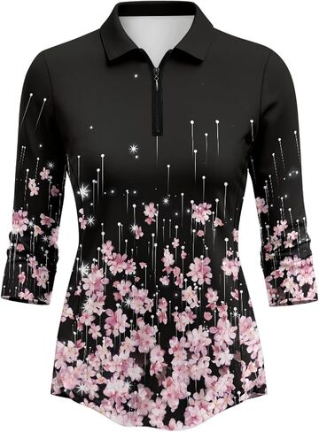 Golf Summer Golf 3/4 Sleeve Shirts for Women Athletic Yoga Tennis Shirt Moisture Wicking Casual Breathable Tops in Kuwait