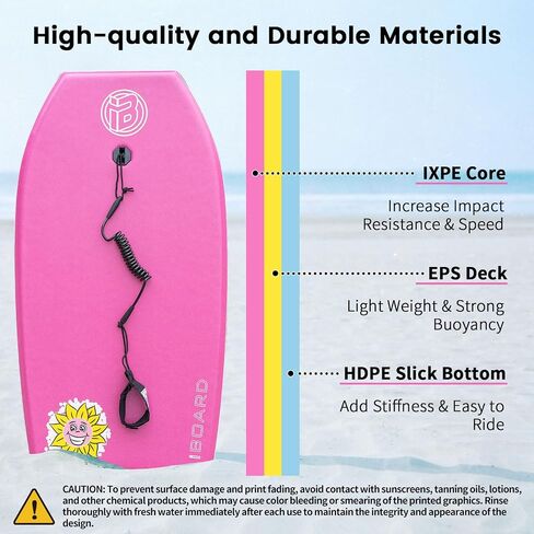 Bodyboard with Wrist Leash Lightweight Body Board for Adults with EPS Core 33/37/41 Inch Choose Color in Kuwait