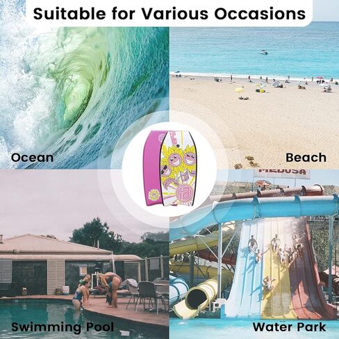 Bodyboard with Wrist Leash Lightweight Body Board for Adults with EPS Core 33/37/41 Inch Choose Color in Kuwait
