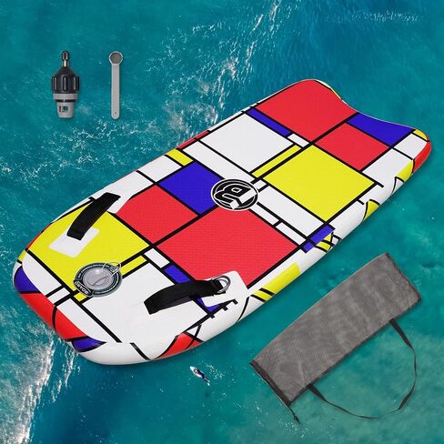 BoardX Inflatable Bodyboard Portable Surfboard with Hammer Seam Technology Storage 48 Inch Super Folding Body Board with Max Inflation Pressure 15PSI (Block) in Kuwait