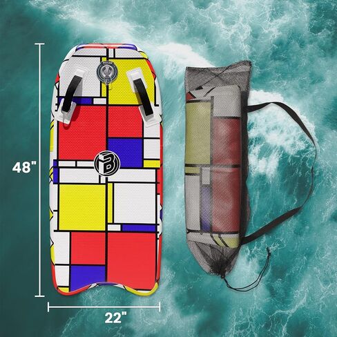 BoardX Inflatable Bodyboard Portable Surfboard with Hammer Seam Technology Storage 48 Inch Super Folding Body Board with Max Inflation Pressure 15PSI (Block) in Kuwait