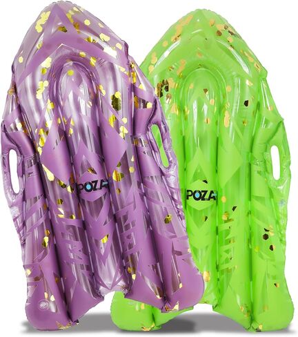 POZA Set of 2 Inflatable Body Boards - USA Design Bodyboard Pool Float with Handles, Surfing Board for Swimming Toys for Kids, Boogie Boards for Beach Activities - 56 Inches in Kuwait