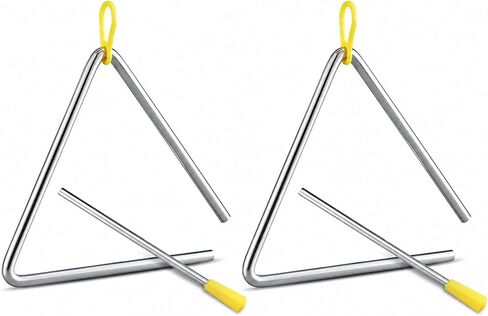 2PCS Hand Percussion Triangle, 6IN Musical Steel Triangle with Striker, Percussion Instrument with Exquisite Sound in Kuwait