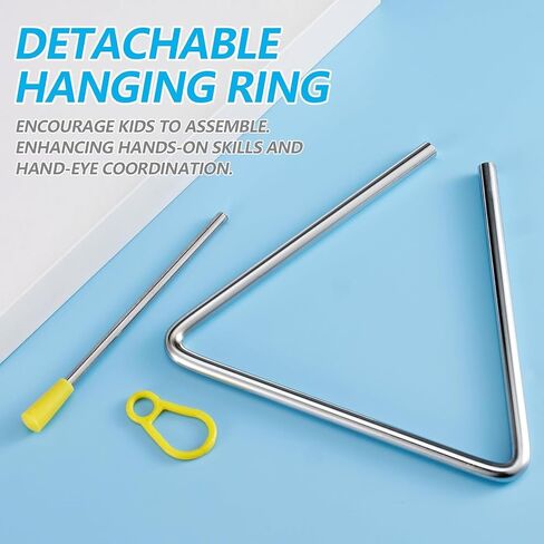 2PCS Hand Percussion Triangle, 6IN Musical Steel Triangle with Striker, Percussion Instrument with Exquisite Sound in Kuwait