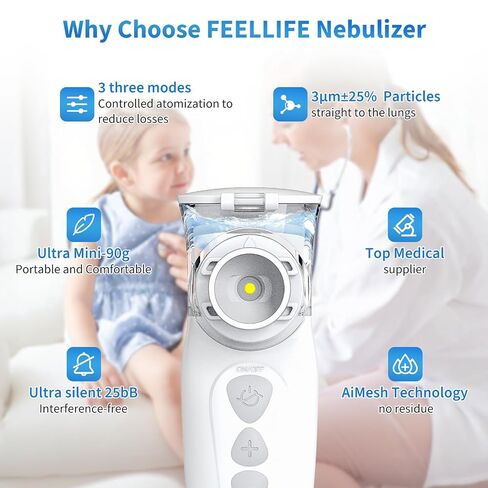 Nebulizer Portable Nebulizer with Travel case, Nebulizer for Adults and Kids. Hand held Nebulizer Machine with 2 mask and 1 Mouth piece. in Kuwait