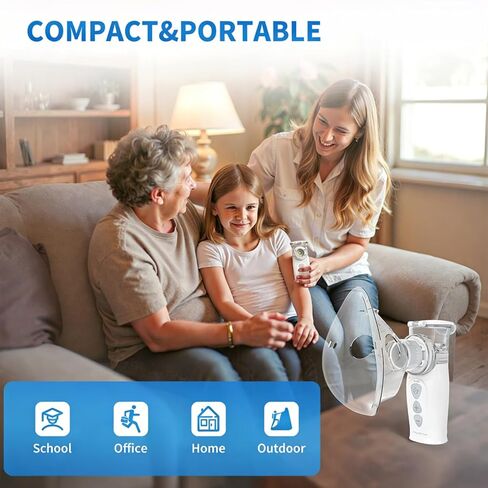 Nebulizer Portable Nebulizer with Travel case, Nebulizer for Adults and Kids. Hand held Nebulizer Machine with 2 mask and 1 Mouth piece. in Kuwait