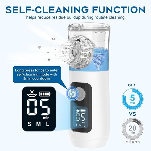 Smart Digital Display Portable Nebulizer for Adults and Kids, Rechargeable with Three Adjustable Mist Levels for Travel and Home Us-0518-NE07B-LUE-A9 in Kuwait