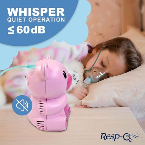 Dynarex Resp-O2 Pediatric Nebulizer for Kids - Portable Compressor, Asthma Relief, Quiet Operation - Pig Design, Case of 4 Child Nebulizer in Kuwait