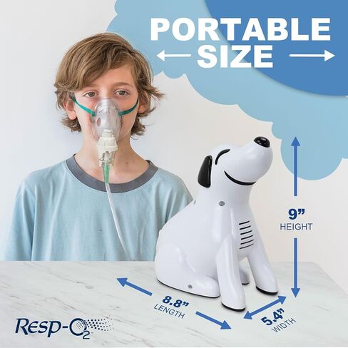جهاز استنشاق الأطفال Dynarex Resp-O2 للأطفال - ضاغط محمول، تخفيف الربو، تشغيل هادئ - تصميم للكلاب، علبة مكونة من 4 أجهزة استنشاق للأطفال in Kuwait