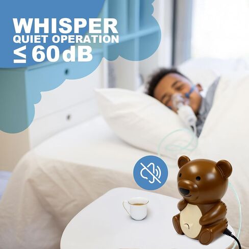 جهاز استنشاق الأطفال Dynarex Resp-O2 للأطفال - ضاغط محمول، تخفيف الربو، تشغيل هادئ - تصميم على شكل دب، علبة مكونة من 4 أجهزة استنشاق للأطفال in Kuwait