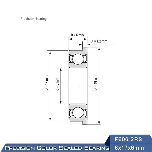 محامل ذات حواف F606-2RS محمل كروي ذو حواف 6x17x6mm محمل كروي أخدود عميق ABEC-1 محامل ذات حواف مصغرة F606RS RF-1760DD المنتجات الصناعية in Kuwait