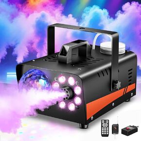 1200W Fog Machine, 6000CFM Smoke Machine with 18 LED Lights, 13 Colorful LED Lights Effect, Wired And Wireless Remote Controls, Ideal for Indoor, Outdoor, Wedding, Halloween Parties and DJ Stage in Kuwait