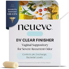 NeuEve BV Clear Finisher، تحاميل تخفيف متقدمة لالتهاب المهبل البكتيري العنيد لدى النساء تحت سن 45 عامًا، عدد 3 (عبوة جديدة) in Kuwait