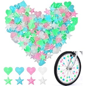 144Pcs Bike Spoke Decorations, Bike Spoke Beads Star Heart Shaped, Colorful Luminous Kids Bicycle Wheel Spoke Decorative Accessories in Kuwait