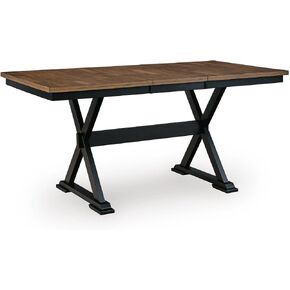 Signature Design by Ashley Wildenauer Farmhouse Counter Height Butterfly Extension Table, Seats up to 8, Dark Brown & Black in Kuwait