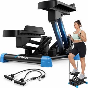 MERACH New 3-in-1 Stair Climber, Mini Steppers for Exercise at Home with Large Stride & Shock Pad Design, with Resistance Bands for Full Body Workout, 330 LBS Capacity Exercise Equipment in Saudi Arabia