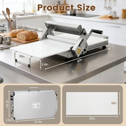 Folding Dough Sheeter 40.9"x15.5" for Bread and Pastries (2 Rolling Boards) | Manual Stainless Steel Dough Machine, Adjustable Thickness, Portable Manual Sheeter Machine in Kuwait
